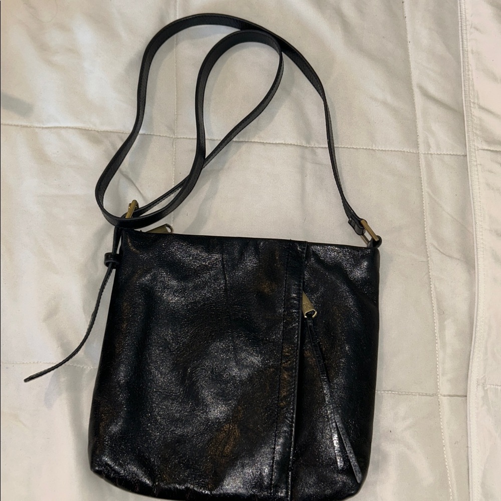 HOBO Black Leather Bag with Patterned Interior